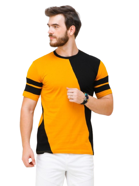 Men's Yellow Half Sleeves T-Shirt – Pure Cotton Casual Tee