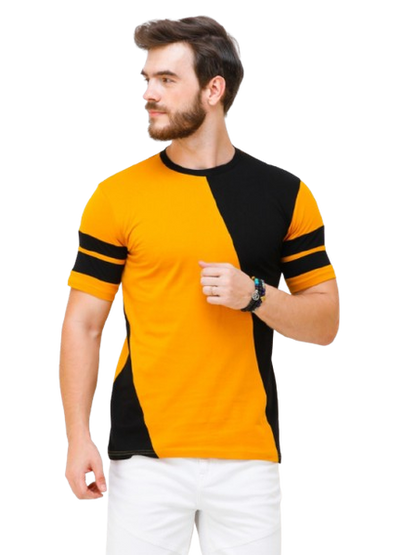 Men's Yellow Half Sleeves T-Shirt – Pure Cotton Casual Tee