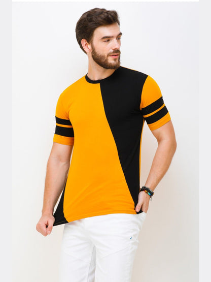 Men's Yellow Half Sleeves T-Shirt – Pure Cotton Casual Tee