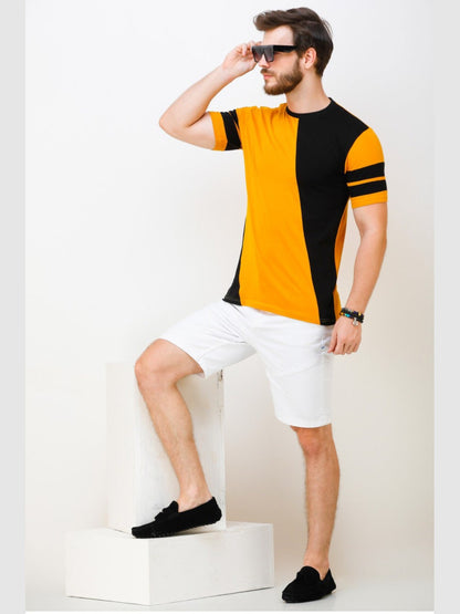 Men's Yellow Half Sleeves T-Shirt – Pure Cotton Casual Tee
