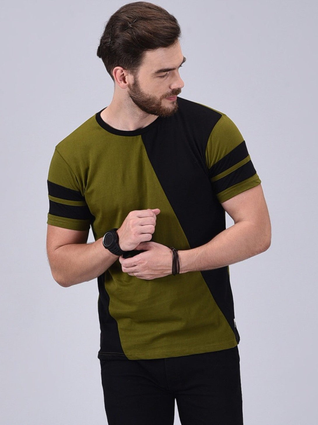 Men Crew Neck Cotton Blend Half Sleeves Regular Fit T-Shirt
