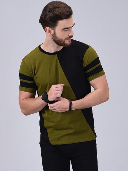 Men Crew Neck Cotton Blend Half Sleeves Regular Fit T-Shirt