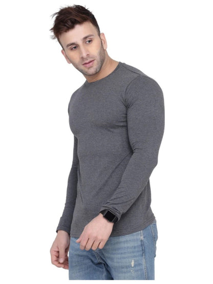 Men Crew Neck Cotton Blend Full Sleeves Regular Fit T-Shirt