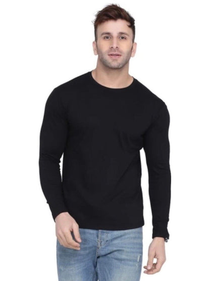 Men Crew Neck Cotton Blend Full Sleeves Regular Fit T-Shirt