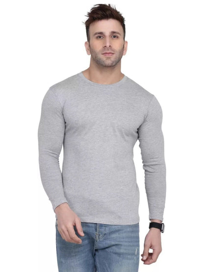 Men Crew Neck Cotton Blend Full Sleeves Regular Fit T-Shirt