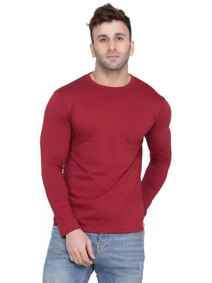 Men Crew Neck Cotton Blend Full Sleeves Regular Fit T-Shirt