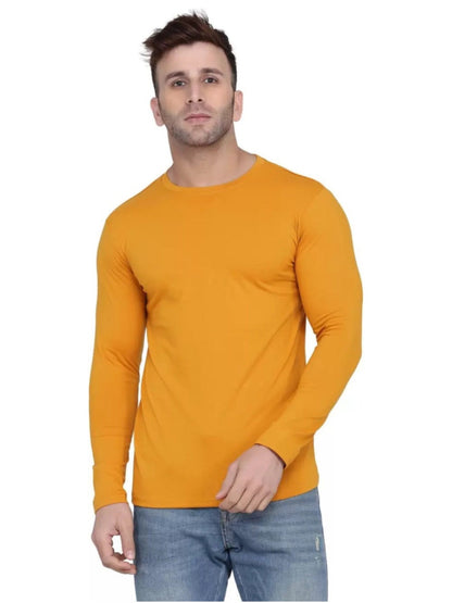 Men Crew Neck Cotton Blend Full Sleeves Regular Fit T-Shirt
