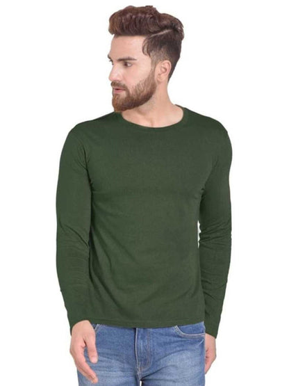 Men Crew Neck Cotton Blend Full Sleeves Regular Fit T-Shirt