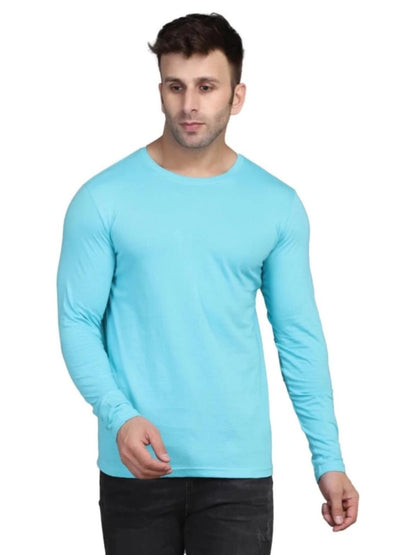 Men Crew Neck Cotton Blend Full Sleeves Regular Fit T-Shirt