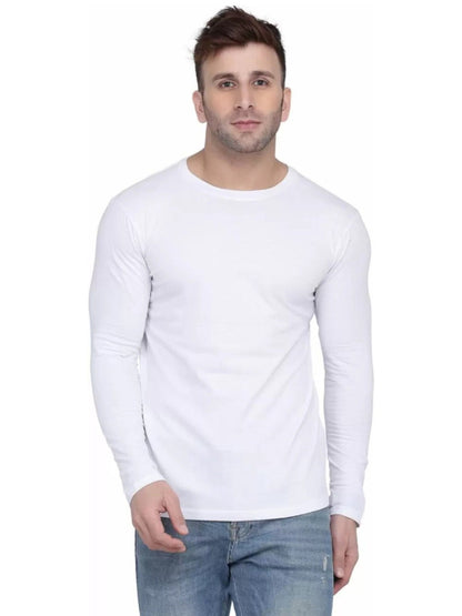 Men Crew Neck Cotton Blend Full Sleeves Regular Fit T-Shirt