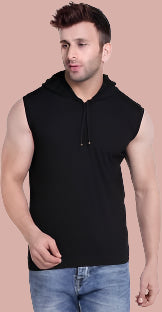 Men’s Sleeveless Hoodie T-Shirt – Pure Cotton Sportswear