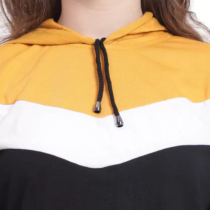 Turn Heads in Comfort – Women’s Colorblock Cotton Hoodie T-Shirt