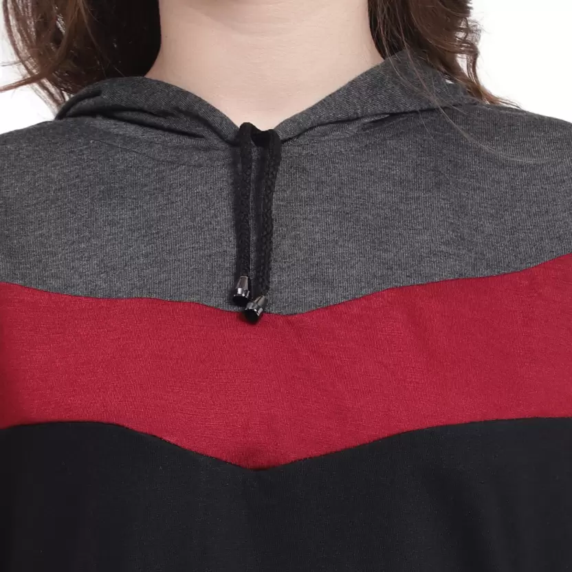 Women's Colorblock Hooded Cotton T-Shirt – Stylish | Comfortable | Everyday Essential