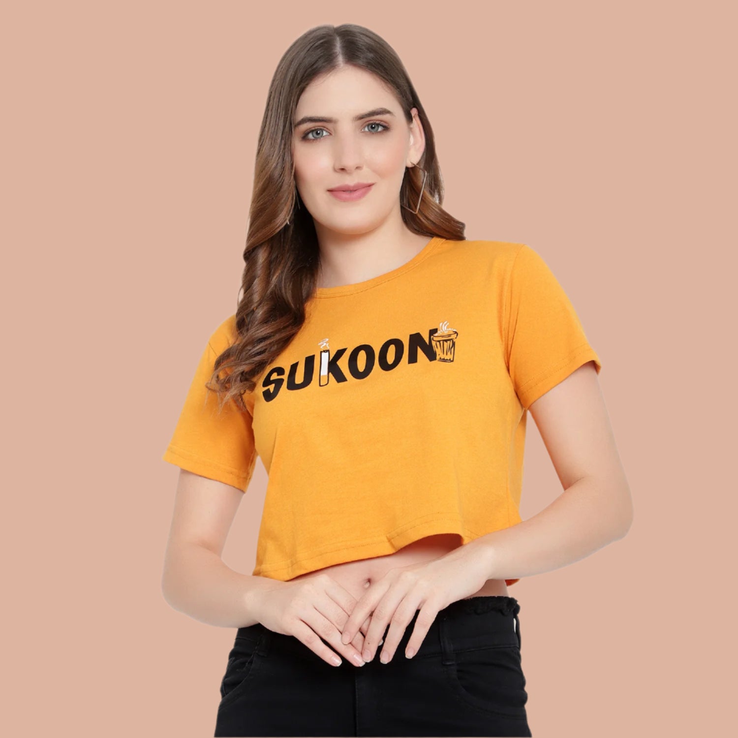 Neon crop top for women, half sleeves, breathable cotton fabric, casual and trendy

