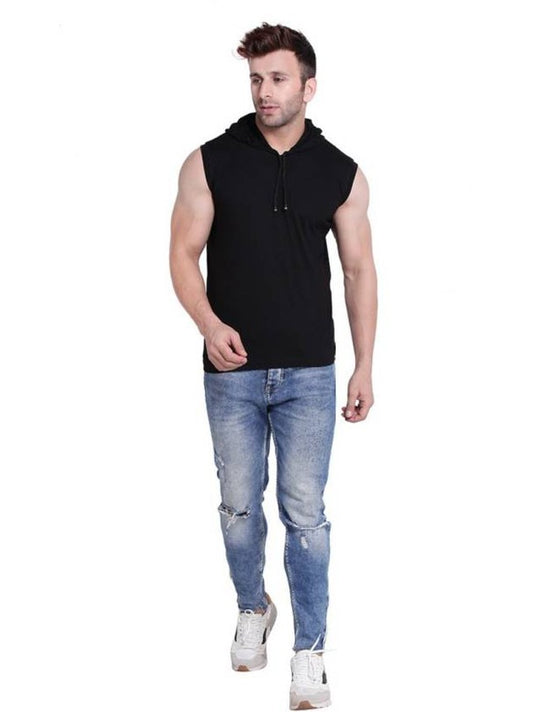 Men’s Sleeveless Hoodie T-Shirt – Pure Cotton Sportswear