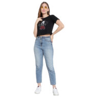 Hokum Women Crop- Black Printed Half Sleeves T-Shirt - Image 6