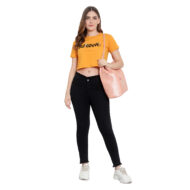 Hokum-Women Crop-Mustard Color Half Sleeves T-Shirt - Image 3