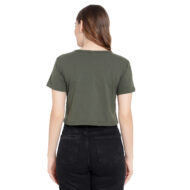 Hokum Women Crop Olive Color Half Sleeves T-Shirt - Image 5