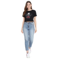 Hokum Women Crop- Black Printed Half Sleeves T-Shirt - Image 3