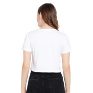 Hokum Women Crop-White Color Half Sleeves T-Shirt - Image 2