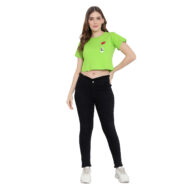 Hokum Women Crop Half Sleeves Neon Color Cotten T-Shirt - Image 4