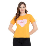 Women’s Mustard Color T-Shirt - 100% Premium Cotton, Half Sleeves, Casual Style - Image 3