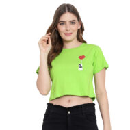 Hokum Women Crop Half Sleeves Neon Color Cotten T-Shirt