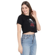 Hokum Women Crop- Black Printed Half Sleeves T-Shirt - Image 4