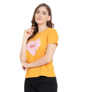 Women’s Mustard Color T-Shirt - 100% Premium Cotton, Half Sleeves, Casual Style - Image 2