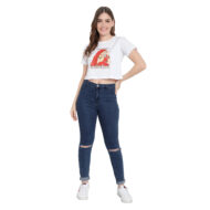 Hokum Women Crop-White Color Half Sleeves T-Shirt - Image 6