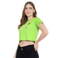 Hokum Women Crop Half Sleeves Neon Color Cotten T-Shirt - Image 3