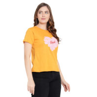 Women’s Mustard Color T-Shirt - Round Neck, Half Sleeves, 100% Premium Cotton