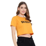 Hokum-Women Crop-Mustard Color Half Sleeves T-Shirt - Image 2