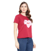 Women’s Maroon Color T-Shirt - 100% Premium Cotton, Half Sleeves, Casual Look