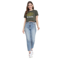 Hokum Women Crop-Olive color Half Sleeves T-Shirt - Image 6