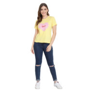 Women’s Yellow Color T-Shirt - 100% Premium Cotton, Half Sleeves, Casual Style - Image 4