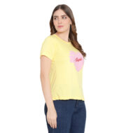 Women’s Yellow Color T-Shirt - 100% Premium Cotton, Half Sleeves, Casual Style - Image 3