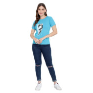 Hokum Women Blue Color Half Sleeves Printed T-Shirt - Image 5