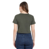 Women’s Olive Crop Top - 100% Premium Cotton Blend, Casual Wear - Image 4