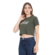 Women’s Olive Crop Top - 100% Premium Cotton Blend, Casual Wear - Image 6