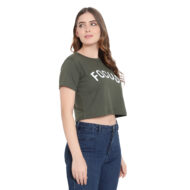 Women’s Olive Crop Top - 100% Premium Cotton Blend, Casual Wear - Image 5